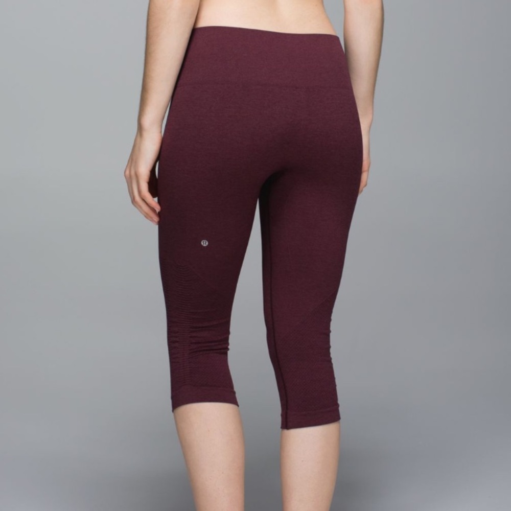 Lululemon In The Flow Crop II Maroon Capri Leggings Size 8